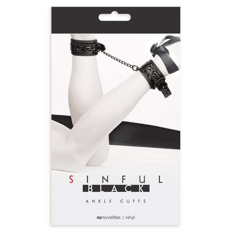 Kajdanki-SINFUL ANKLE CUFFS BLACK